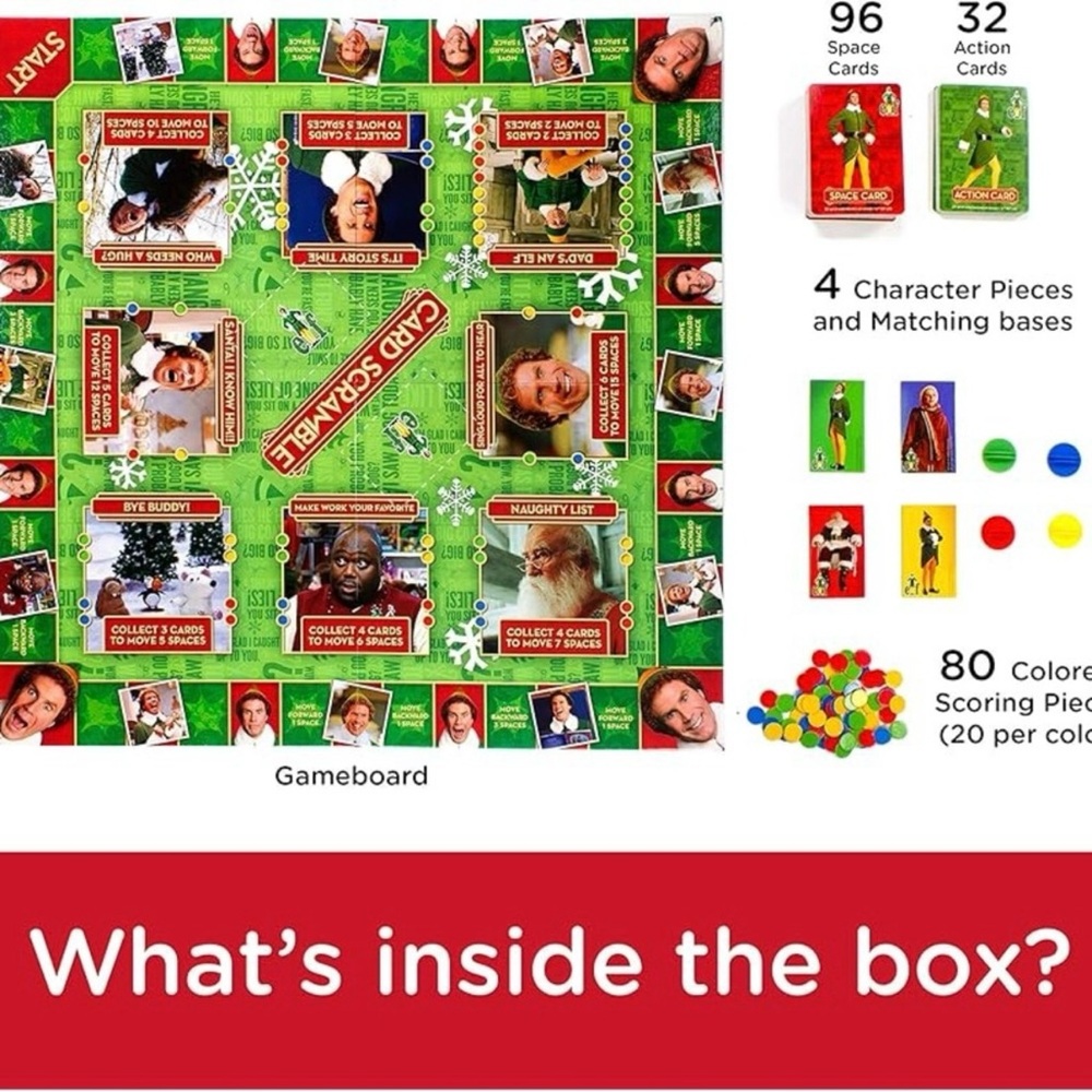 NEW Elf Card Scramble Game - Christmas Party Board Game (2-4 Players, Ages 12+) - Picture 6 of 9